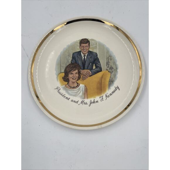 Other - Vintage JFK President Kennedy 1960 Decorative Collector Plate Gold Trim Used